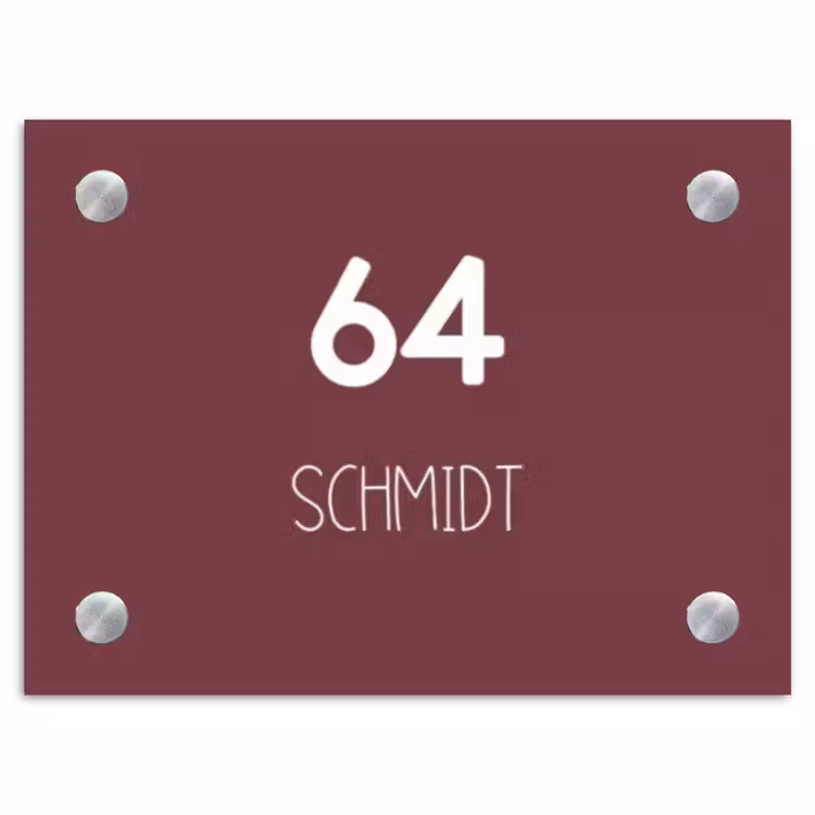 Bordeauxrood - Modern Naambord Rechthoek middel -3d