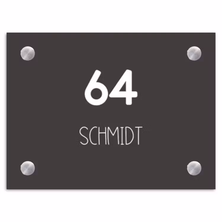 Donkergrijs - Modern Naambord Rechthoek middel -3d