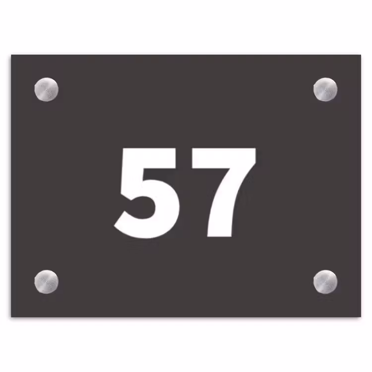 Donkergrijs - Traditioneel Naambord Rechthoek middel -3d