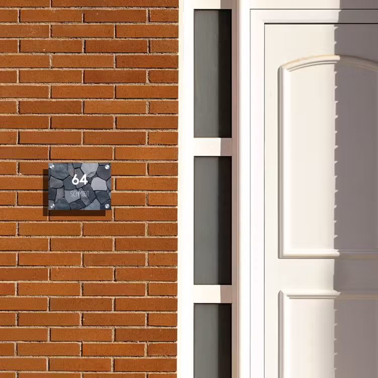 Donkergrijze stenen - Modern Naambord Rechthoek middel -sfeer3-rechthoek-S