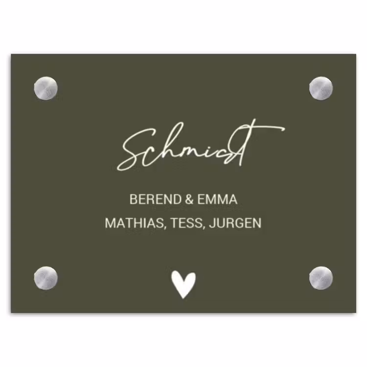Donkergroen - Sierlijk Naambord Rechthoek middel -3d