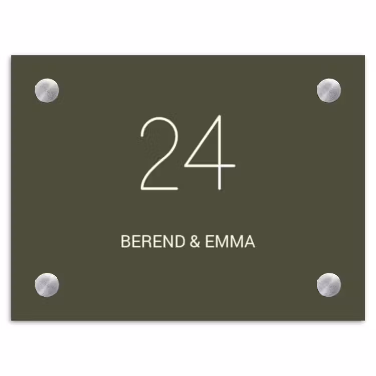 Donkergroen - Klassiek Naambord Rechthoek middel -3d