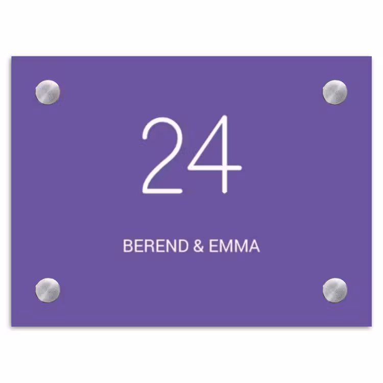 Donkerpaars - Klassiek Naambord Rechthoek middel -3d