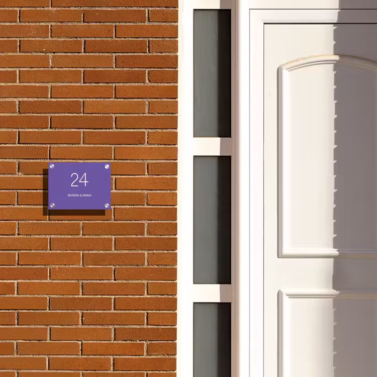 Donkerpaars - Klassiek Naambord Rechthoek middel -sfeer3-rechthoek-S