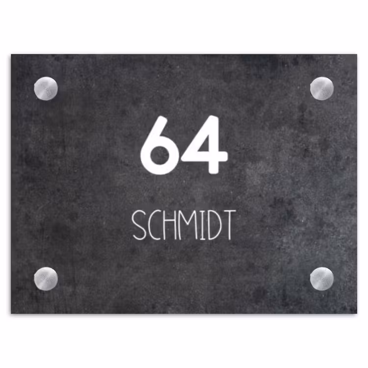 Donker steen - Modern Naambord Rechthoek middel -3d