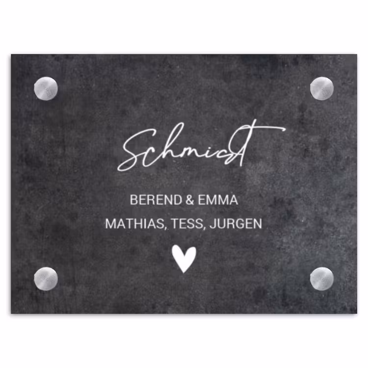 Donker steen - Sierlijk Naambord Rechthoek middel -3d