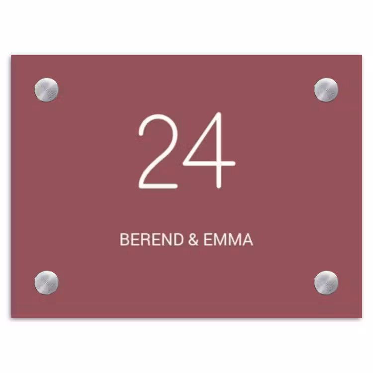 Donker oudroze - Klassiek Naambord Rechthoek middel -3d
