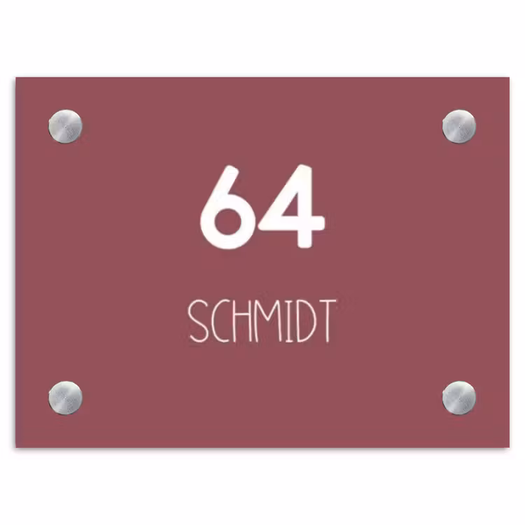 Donker oudroze - Modern Naambord Rechthoek middel -3d