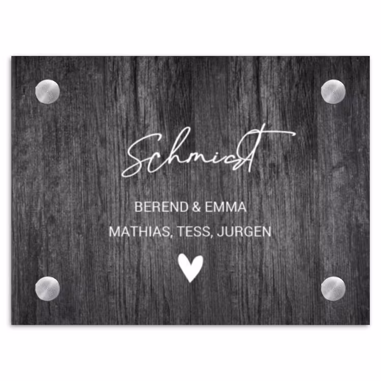Donker hout - Sierlijk Naambord Rechthoek middel -3d