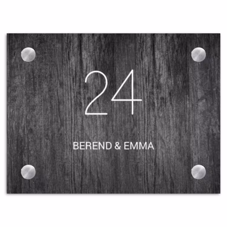 Donker hout - Klassiek Naambord Rechthoek middel -3d
