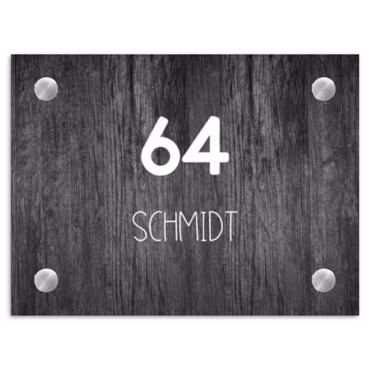 Donker hout - Modern Naambord Rechthoek middel -3d