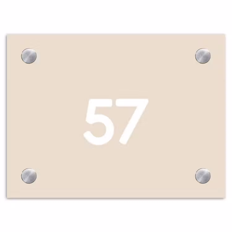 Effen - Beige - Traditioneel Naambord Rechthoek middel -3d