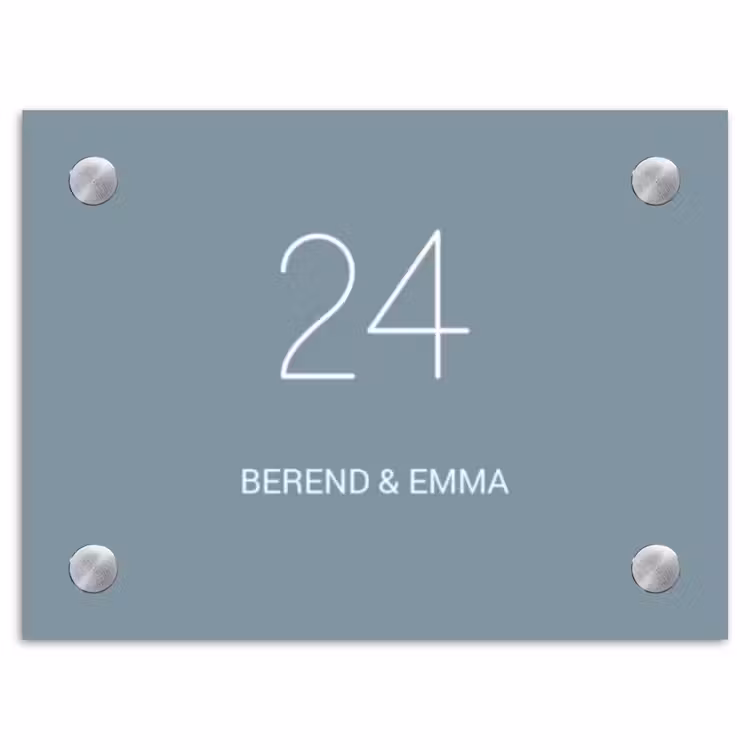 Effen blauwgrijs - Klassiek Naambord Rechthoek middel -3d