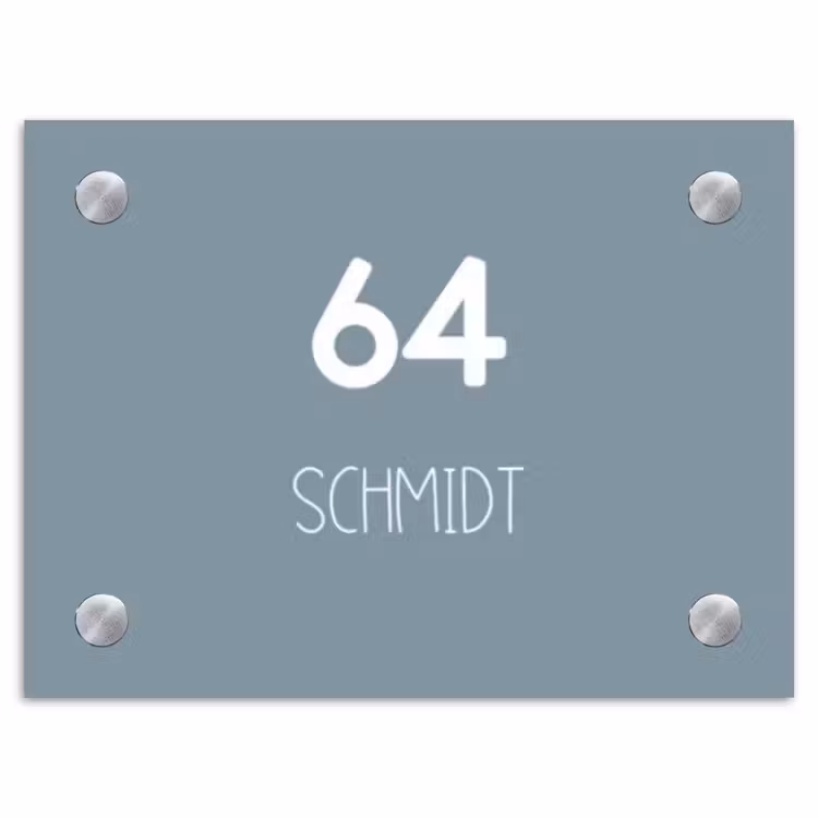 Effen blauwgrijs - Modern Naambord Rechthoek middel -3d