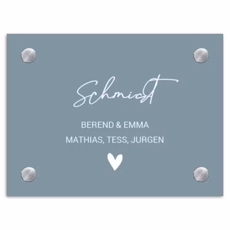Effen blauwgrijs - Sierlijk Naambord Rechthoek middel -3d