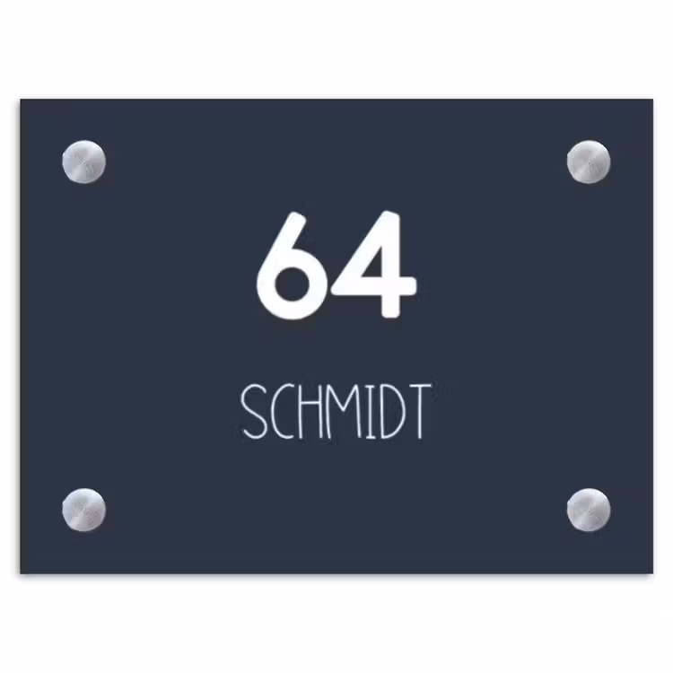 Effen blauw - Modern Naambord Rechthoek middel -3d