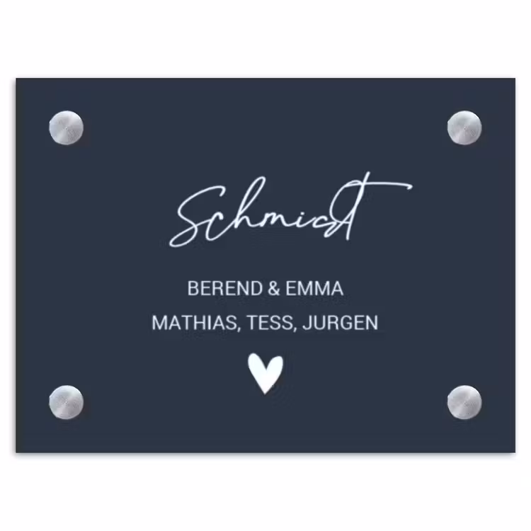 Effen blauw - Sierlijk Naambord Rechthoek middel -3d