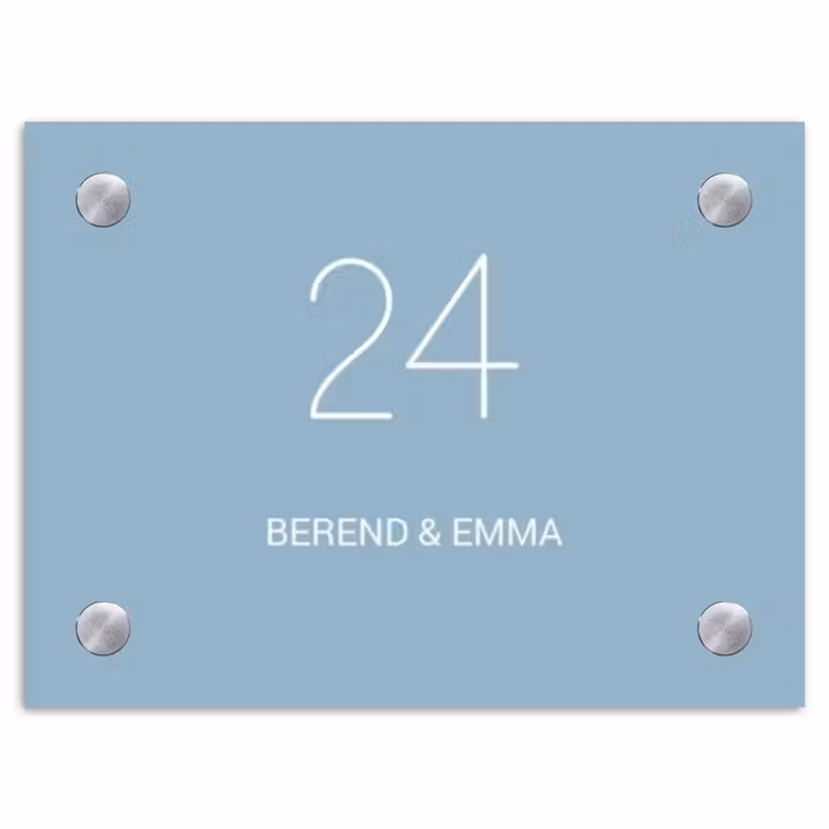 Effen - Lichtblauw - Klassiek Naambord Rechthoek middel -3d