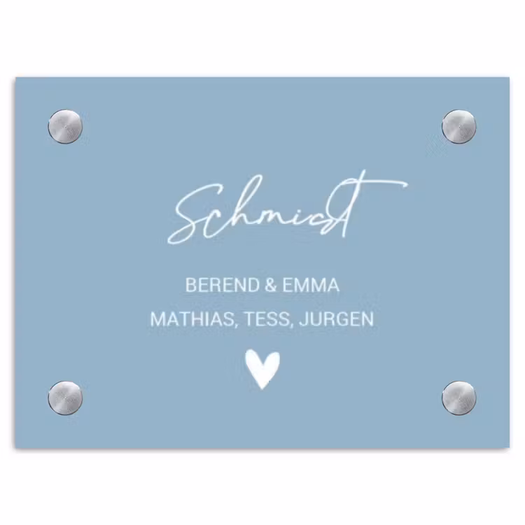 Effen - Lichtblauw - Sierlijk Naambord Rechthoek middel -3d