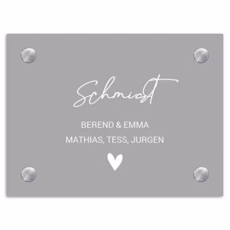 Effen lichtgrijs - Sierlijk Naambord Rechthoek middel -3d