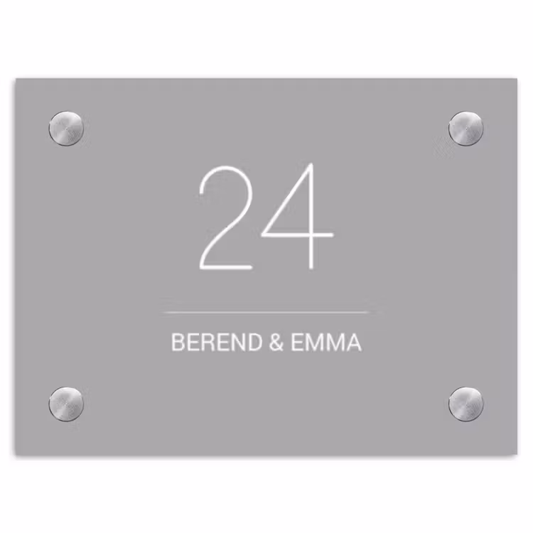 Effen lichtgrijs - Klassiek Naambord Rechthoek middel -3d