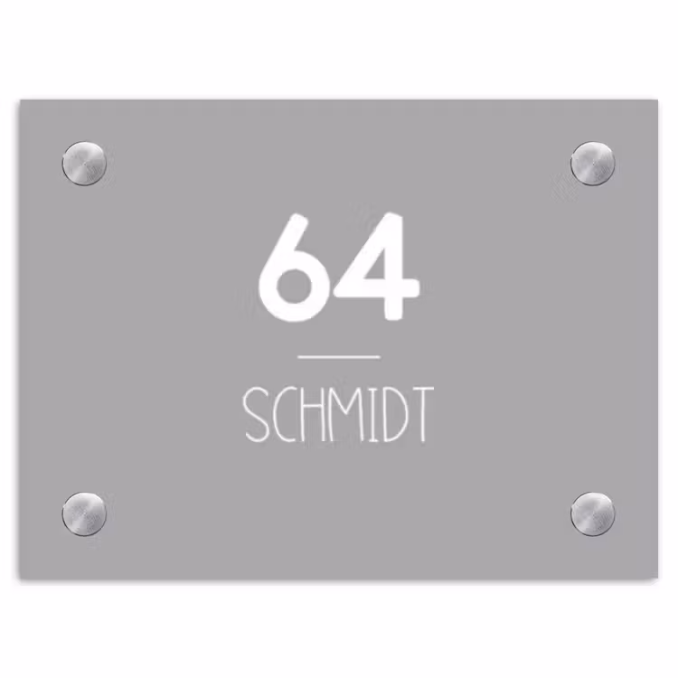 Effen lichtgrijs - Modern Naambord Rechthoek middel -3d