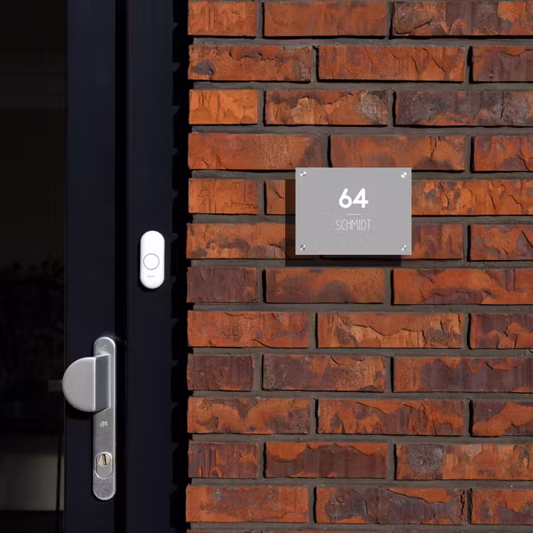 Effen lichtgrijs - Modern Naambord Rechthoek middel -sfeer1-rechthoek-S