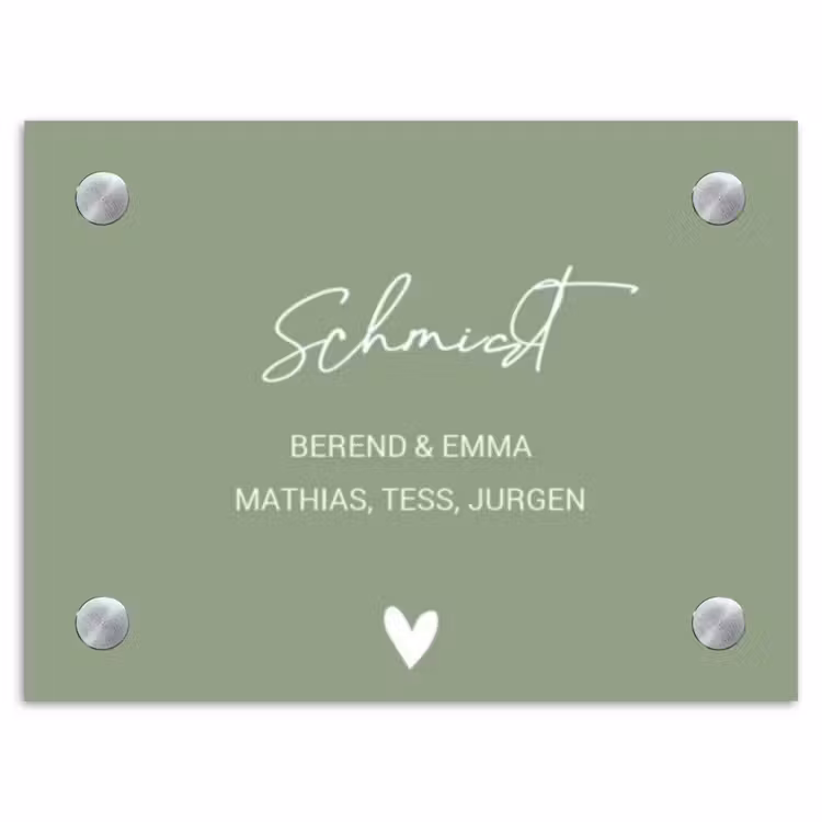 Effen olijfgroen - Sierlijk Naambord Rechthoek middel -3d