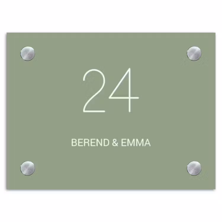 Effen olijfgroen - Klassiek Naambord Rechthoek middel -3d