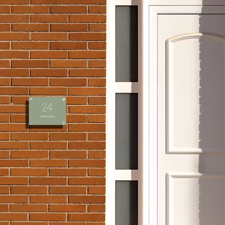 Effen olijfgroen - Klassiek Naambord Rechthoek middel -sfeer3-rechthoek-S