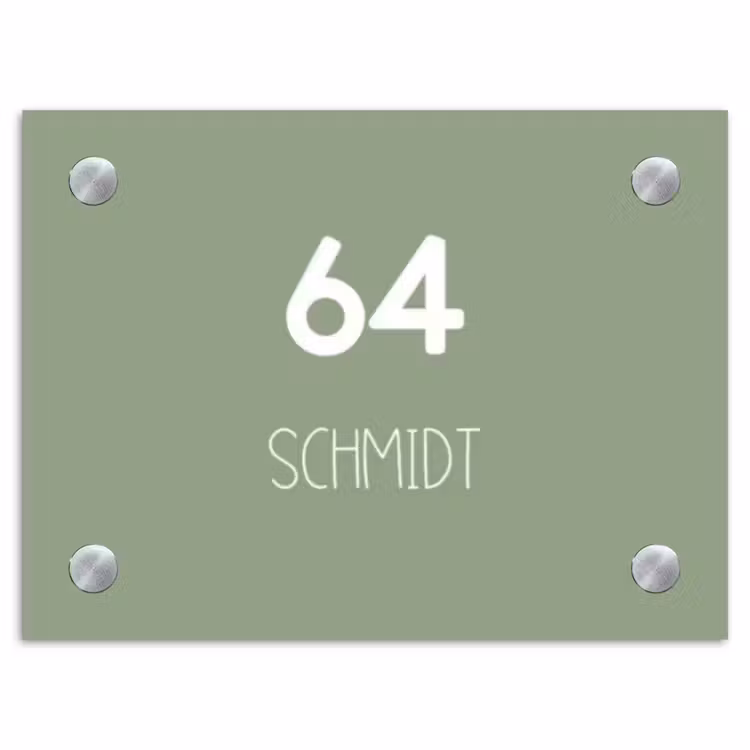 Effen olijfgroen - Modern Naambord Rechthoek middel -3d
