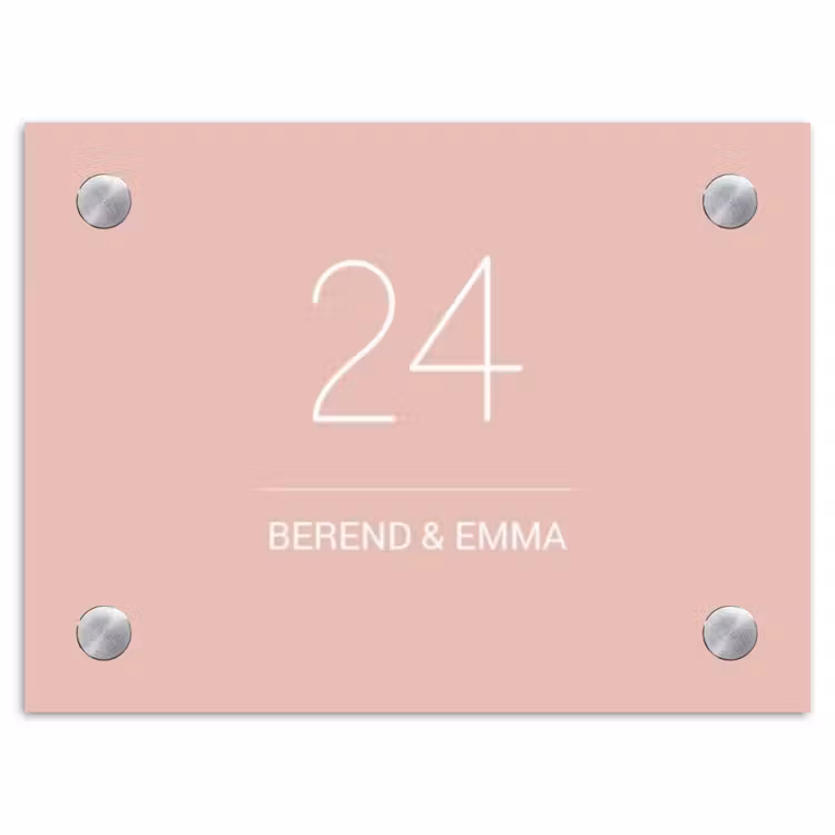 Effen roze - Klassiek Naambord Rechthoek middel -3d