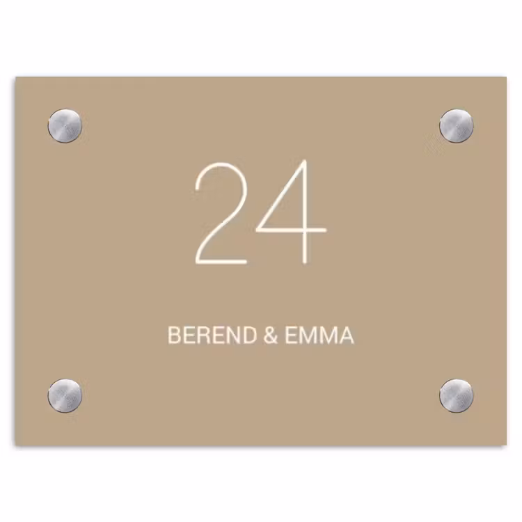 Zandkleur - Klassiek Naambord Rechthoek middel -3d