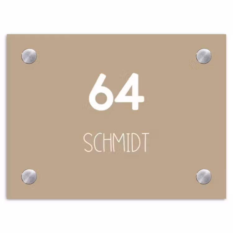 Zandkleur - Modern Naambord Rechthoek middel -3d