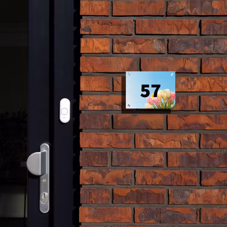 Gekleurde tulpen lucht - Traditioneel Naambord Rechthoek middel -sfeer1-rechthoek-S
