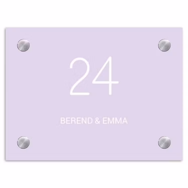 Lila - Klassiek Naambord Rechthoek middel -3d