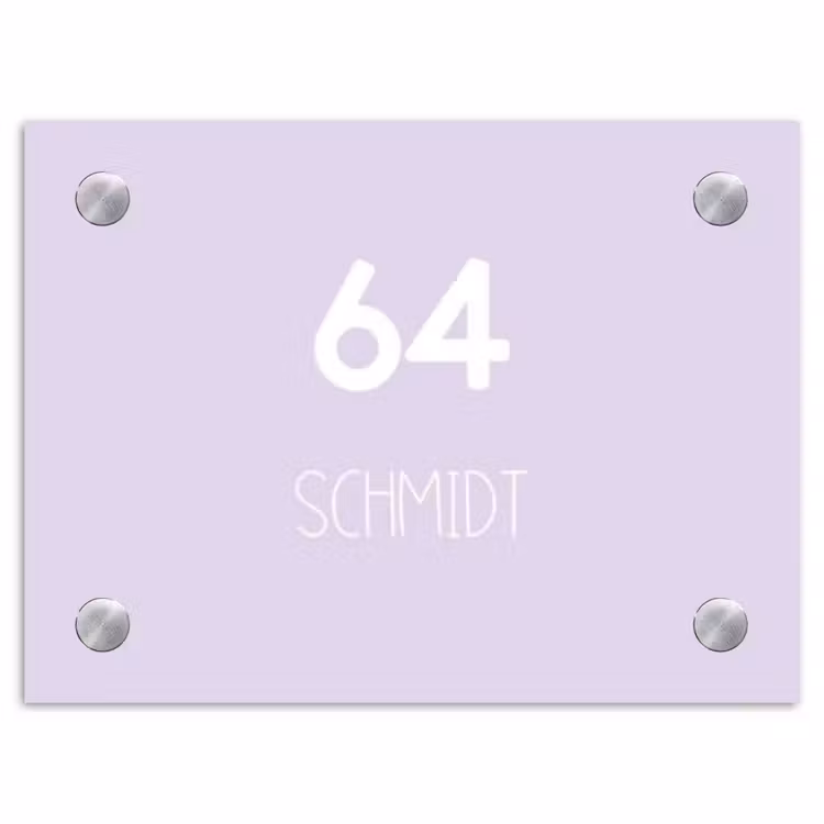 Lila - Modern Naambord Rechthoek middel -3d