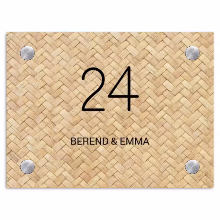 Gevlochten riet - Klassiek Naambord Rechthoek middel -3d