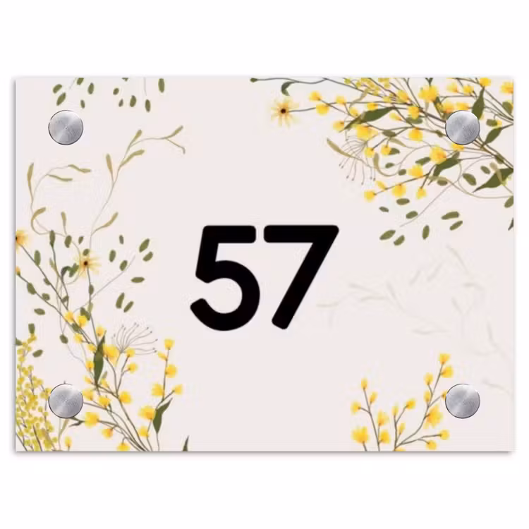 Gele bloemen - Traditioneel Naambord Rechthoek middel -3d