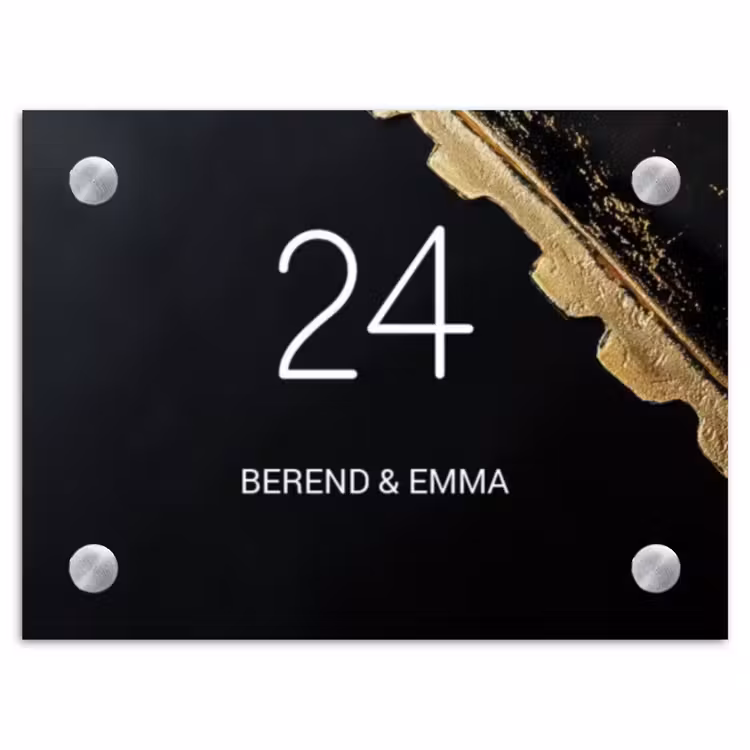 Gouden hoek - Klassiek Naambord Rechthoek middel -3d