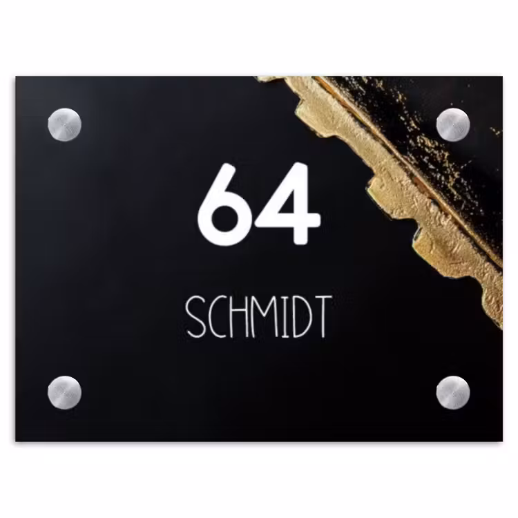 Gouden hoek - Modern Naambord Rechthoek middel -3d