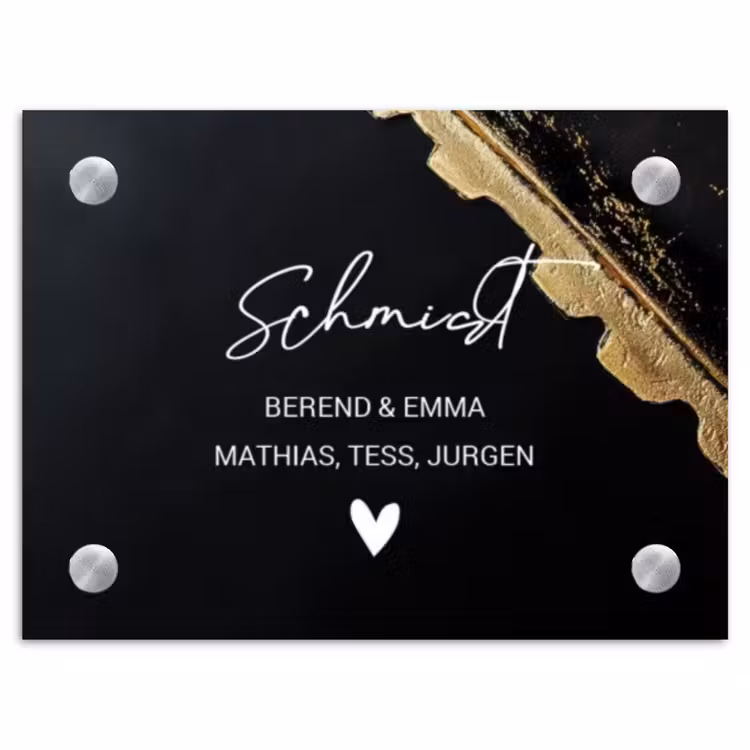 Gouden hoek - Sierlijk Naambord Rechthoek middel -3d