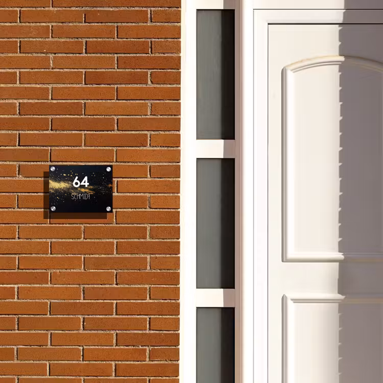 Gouden verfspatten - Modern Naambord Rechthoek middel -sfeer3-rechthoek-S