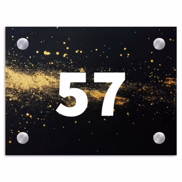 Gouden verfspatten - Traditioneel Naambord Rechthoek middel -3d