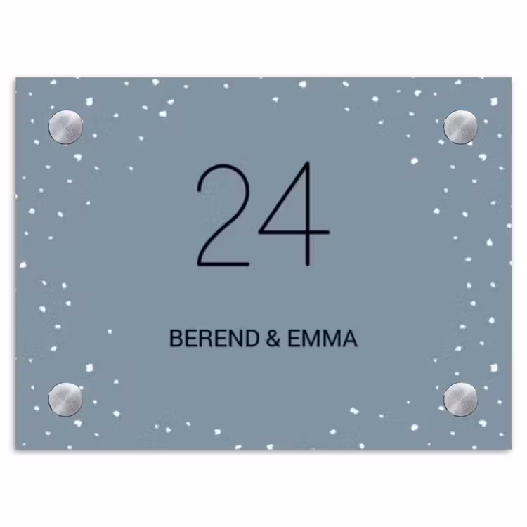 Grijsgroen met stippen - Klassiek Naambord Rechthoek middel -3d