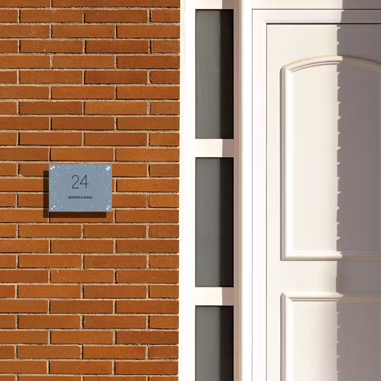 Grijsgroen met stippen - Klassiek Naambord Rechthoek middel -sfeer3-rechthoek-S