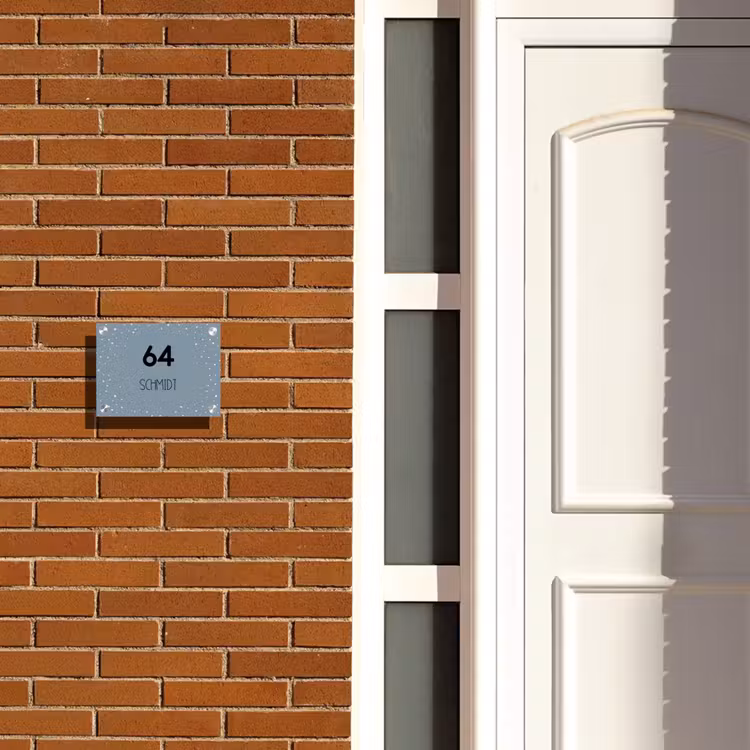 Grijsgroen met stippen - Modern Naambord Rechthoek middel -sfeer3-rechthoek-S