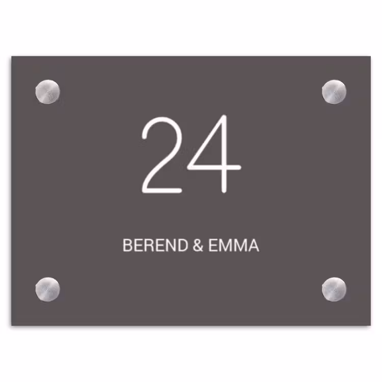 Grijs - Klassiek Naambord Rechthoek middel -3d