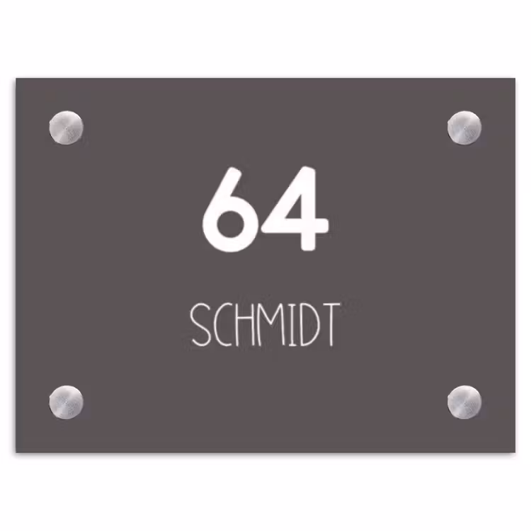 Grijs - Modern Naambord Rechthoek middel -3d