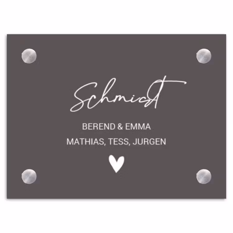 Grijs - Sierlijk Naambord Rechthoek middel -3d